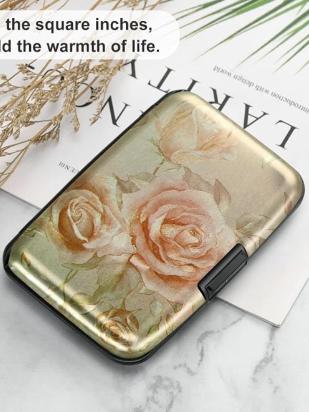 Womens Credit Card Holder Wallet Mini Aluminum Wallet RFID Rose Gold Travel